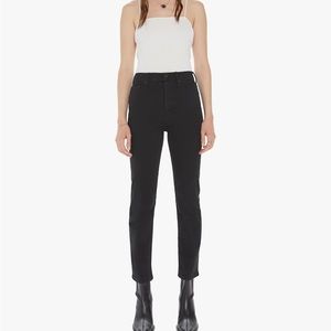 MOTHER Tomcat Ankle in Lasting Impression, size 26. Black straight leg jeans.